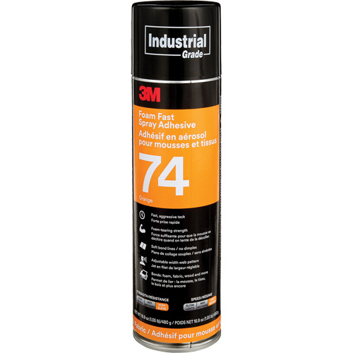 Adh&eacute;sif en a&eacute;rosol pour mousse et tissu, Orange, Canette a&eacute;rosol Northern Industrial Supply Inc.