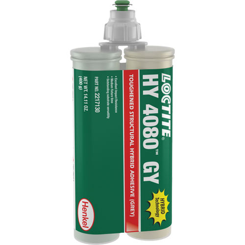 Adh&eacute;sif hybride pour r&eacute;parations structurales HY 4080 GY, Deux composants, Cartouche double, 400 g, Gris Northern Industrial Supply Inc.