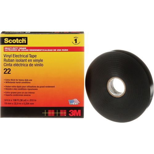 Ruban isolant en vinyle Scotch, 19 mm (3/4") x 33 m (108'), Noir, 10 mils Northern Industrial Supply Inc.