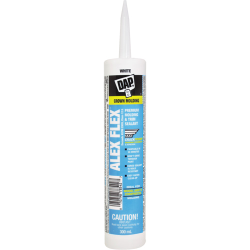 Scellant de silicone, acrylique et latex de qualit&eacute; sup&eacute;rieure pour moulures et garnitures Alex Flex, 300 ml, Cartouche, Blanc Northern Industrial Supply Inc.