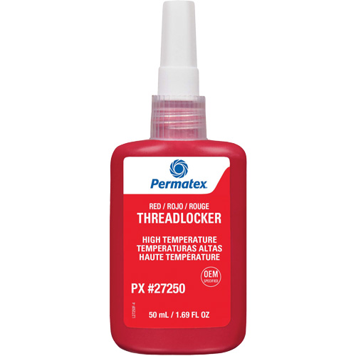 Adh&eacute;sif frein-filet pour temp&eacute;ratures &eacute;lev&eacute;es, Rouge, &eacute;lev&eacute;, 50 ml, Bouteille Northern Industrial Supply Inc.
