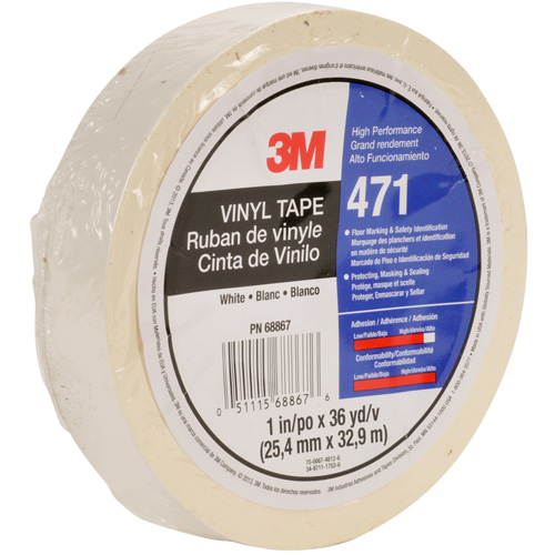 Ruban en vinyle 471, 12 mm (1/2") la x 32,9 m (108') lo, 5,3 mils, Blanc Northern Industrial Supply Inc.