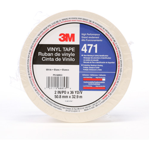 471 Vinyl Tape, 50.8 mm (2") W x 32.9 m (108') L, 5.2 mils, White Northern Industrial Supply Inc.
