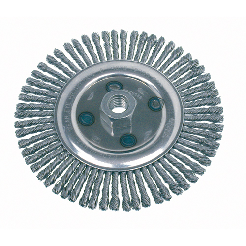 Knot Wire Wheel Brushes - Stringer Bead, 6-1/2" Dia., 0.02" Fill, 5/8"-11 Arbor, Stainless Steel Northern Industrial Supply Inc.