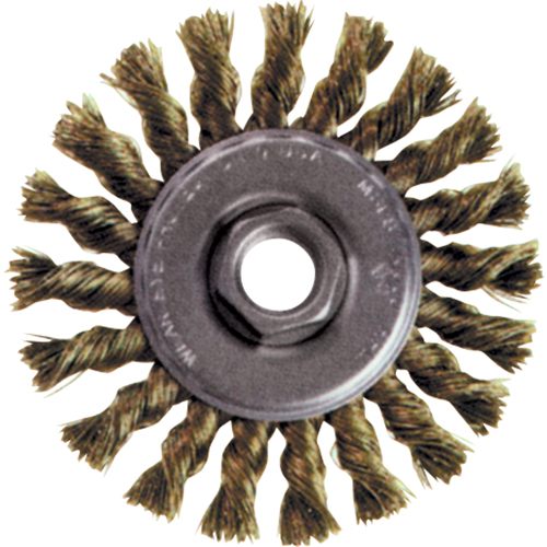 Brosse rotative &agrave; fils nou&eacute;s pour petites meuleuses haute vitesse, Dia. 4", Fils 0,02", Arbre 5/8"-11, Acier inoxydable Northern Industrial Supply Inc.
