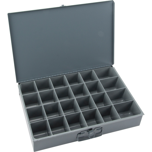Compartment Scoop Boxes, Steel, 24 Slots, 18" W x 12" D x 3" H, Grey Northern Industrial Supply Inc.