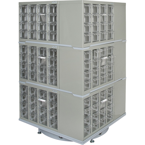 Heavy-Duty Industrial Carousel Drawer Cabinet, Steel, 192 Drawers, 27" W x 27" D x 48" H, Grey Northern Industrial Supply Inc.