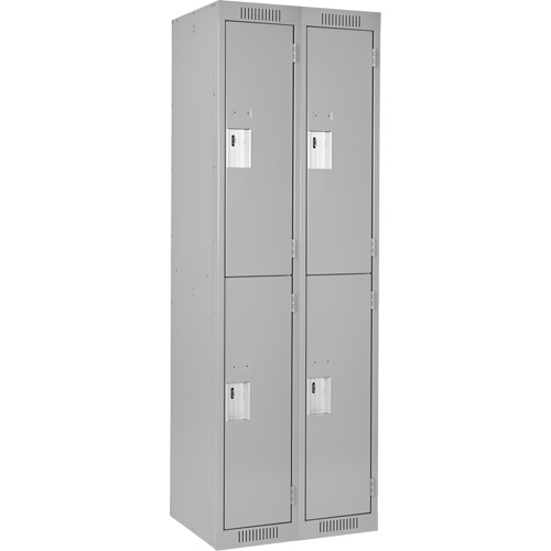 Clean Line Lockers, 2 -tier, Bank of 2, 24" x 18" x 72", Steel, Grey, Rivet (Assembled) Northern Industrial Supply Inc.