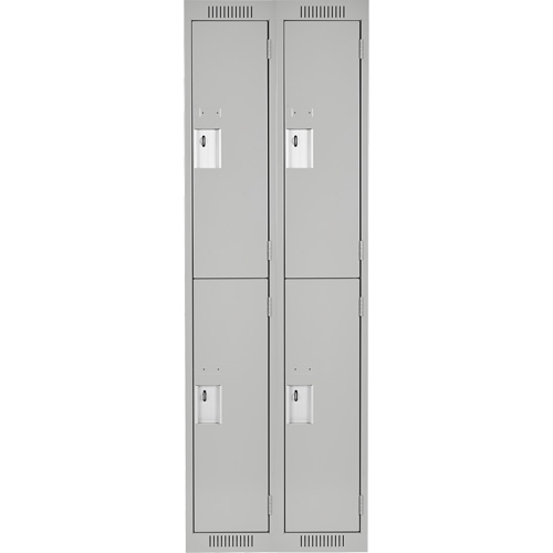 Clean Line Lockers, 2 -tier, Bank of 2, 24" x 18" x 72", Steel, Grey, Rivet (Assembled) Northern Industrial Supply Inc.