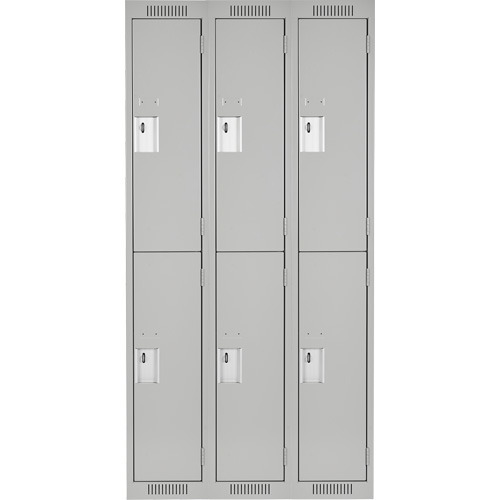 Clean Line Lockers, 2 -tier, Bank of 3, 36" x 18" x 72", Steel, Grey, Rivet (Assembled) Northern Industrial Supply Inc.