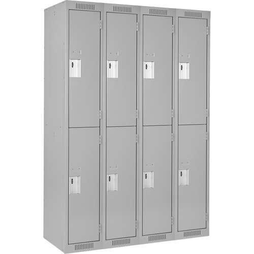 Clean Line Lockers, 2 -tier, Bank of 4, 48" x 18" x 72", Steel, Grey, Rivet (Assembled) Northern Industrial Supply Inc.