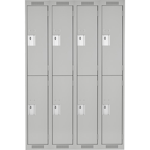Clean Line Lockers, 2 -tier, Bank of 4, 48" x 18" x 72", Steel, Grey, Rivet (Assembled) Northern Industrial Supply Inc.
