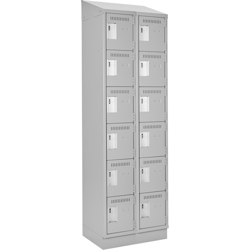 Clean Line Lockerette, 6 -tier, Bank of 2, 24" x 18" x 82", Steel, Grey, Rivet (Assembled) Northern Industrial Supply Inc.