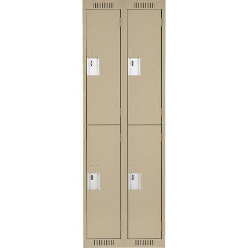 Clean Line Lockers, 2 -tier, Bank of 2, 24" x 18" x 72", Steel, Beige, Rivet (Assembled) Northern Industrial Supply Inc.
