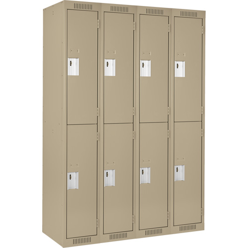Clean Line Lockers, 2 -tier, Bank of 4, 48" x 18" x 72", Steel, Beige, Rivet (Assembled) Northern Industrial Supply Inc.