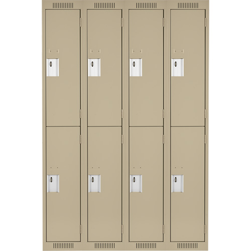 Clean Line Lockers, 2 -tier, Bank of 4, 48" x 18" x 72", Steel, Beige, Rivet (Assembled) Northern Industrial Supply Inc.