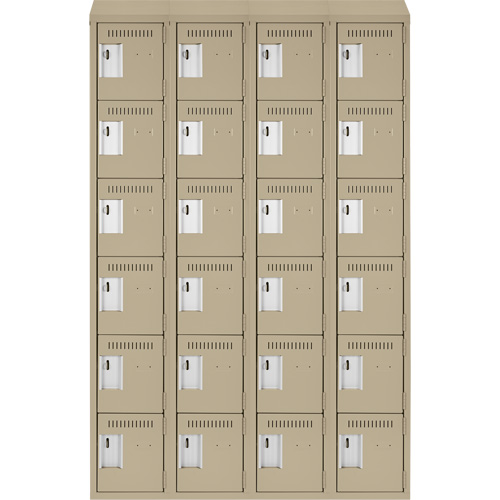 Clean Line Lockerette, 6 -tier, Bank of 4, 48" x 18" x 78", Steel, Beige, Rivet (Assembled) Northern Industrial Supply Inc.