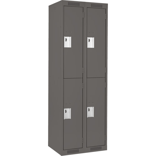 Clean Line Lockers, 2 -tier, Bank of 2, 24" x 18" x 72", Steel, Charcoal, Rivet (Assembled) Northern Industrial Supply Inc.