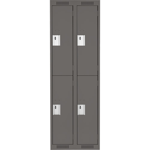 Clean Line Lockers, 2 -tier, Bank of 2, 24" x 18" x 72", Steel, Charcoal, Rivet (Assembled) Northern Industrial Supply Inc.