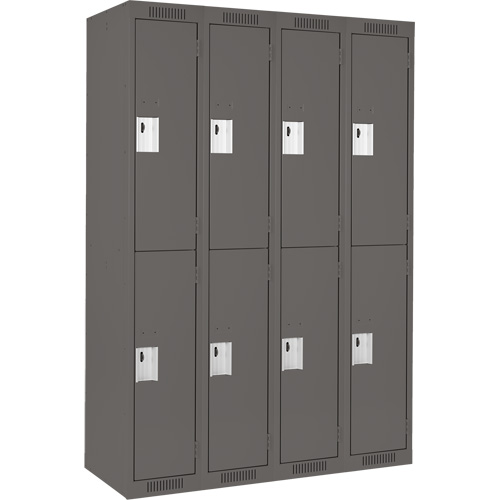 Clean Line Lockers, 2 -tier, Bank of 4, 48" x 18" x 72", Steel, Charcoal, Rivet (Assembled) Northern Industrial Supply Inc.