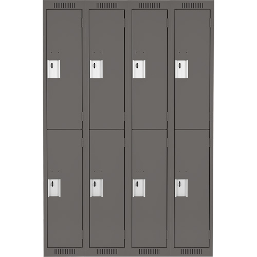 Clean Line Lockers, 2 -tier, Bank of 4, 48" x 18" x 72", Steel, Charcoal, Rivet (Assembled) Northern Industrial Supply Inc.