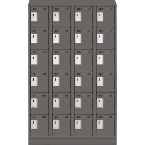 Clean Line Lockerette, 6 -tier, Bank of 4, 48" x 18" x 82", Steel, Charcoal, Rivet (Assembled) Northern Industrial Supply Inc.