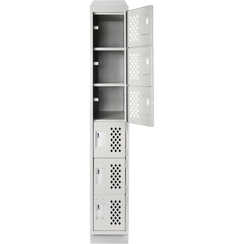 Assembled Lockerettes Clean Line Perforated Economy Lockers, 6 -tier, 18" x 72" x 12", Steel Northern Industrial Supply Inc.