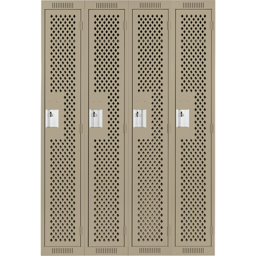 Clean Line Lockers, Bank of 4, 48" x 12" x 72", Steel, Beige, Rivet (Assembled), Perforated Northern Industrial Supply Inc.