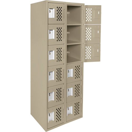 Assembled Lockerettes Clean Line Perforated Economy Lockers, 6 -tier, Bank of 2, 18" x 72" x 12", Steel Northern Industrial Supply Inc.