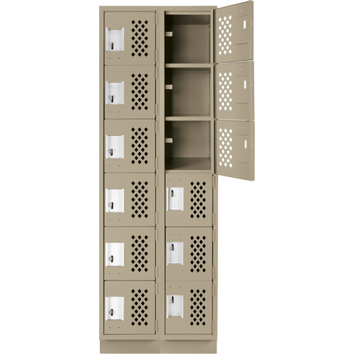 Assembled Lockerettes Clean Line Perforated Economy Lockers, 6 -tier, Bank of 2, 18" x 72" x 12", Steel Northern Industrial Supply Inc.