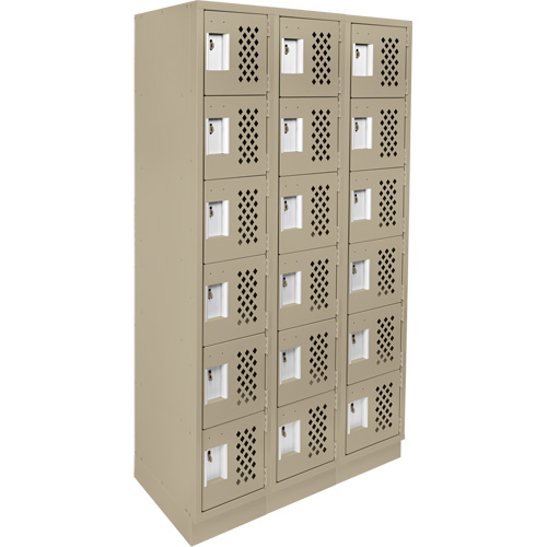 Assembled Lockerettes Clean Line Perforated Economy Lockers, 6 -tier, Bank of 3, 18" x 72" x 12", Steel Northern Industrial Supply Inc.