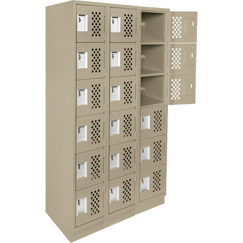 Assembled Lockerettes Clean Line Perforated Economy Lockers, 6 -tier, Bank of 3, 18" x 72" x 12", Steel Northern Industrial Supply Inc.