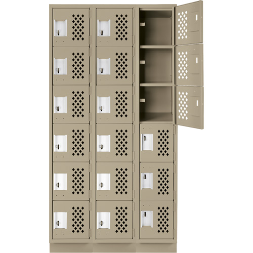 Assembled Lockerettes Clean Line Perforated Economy Lockers, 6 -tier, Bank of 3, 18" x 72" x 12", Steel Northern Industrial Supply Inc.