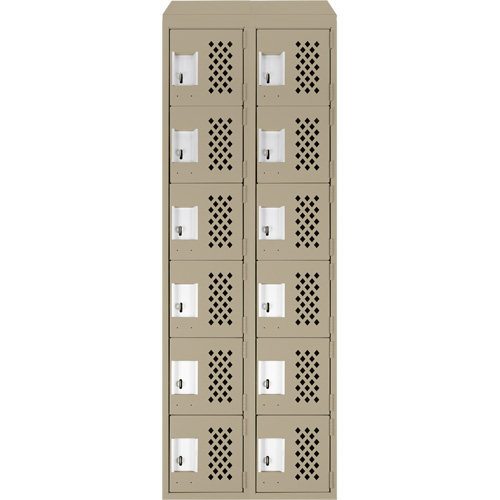 Assembled Lockerettes Clean Line Perforated Economy Lockers, 6 -tier, Bank of 2, 18" x 72" x 12", Steel Northern Industrial Supply Inc.