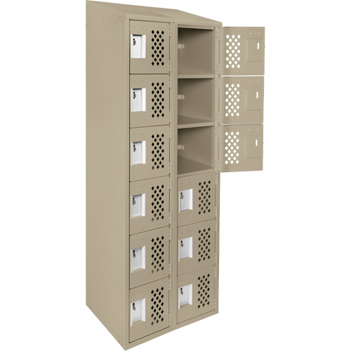 Assembled Lockerettes Clean Line Perforated Economy Lockers, 6 -tier, Bank of 2, 18" x 72" x 12", Steel Northern Industrial Supply Inc.
