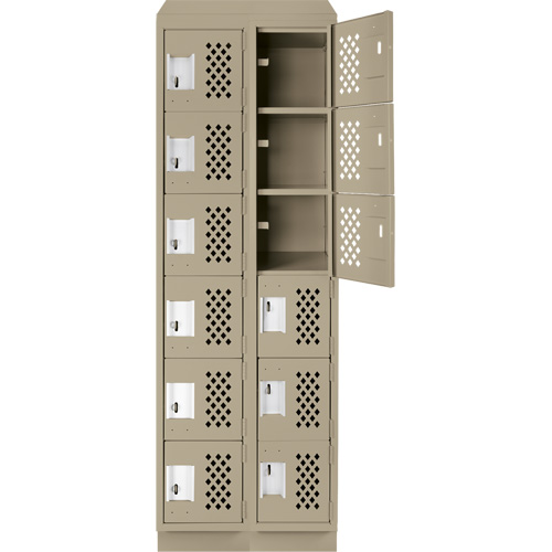 Assembled Lockerettes Clean Line Perforated Economy Lockers, 6 -tier, Bank of 2, 18" x 72" x 12", Steel Northern Industrial Supply Inc.