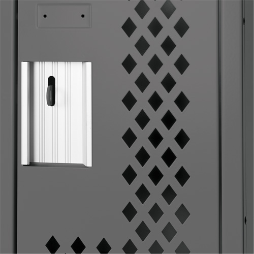 Clean Line Lockers, Bank of 3, 36" x 12" x 72", Steel, Charcoal, Rivet (Assembled), Perforated Northern Industrial Supply Inc.