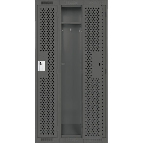Clean Line Lockers, Bank of 3, 36" x 12" x 72", Steel, Charcoal, Rivet (Assembled), Perforated Northern Industrial Supply Inc.
