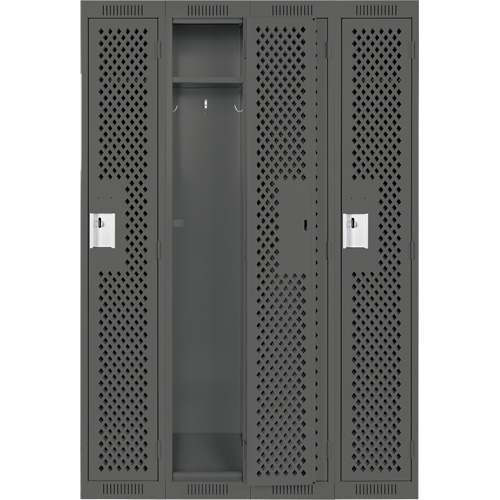 Clean Line Lockers, Bank of 4, 48" x 12" x 72", Steel, Charcoal, Rivet (Assembled), Perforated Northern Industrial Supply Inc.