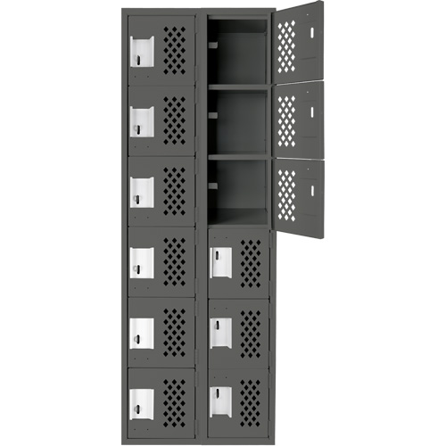 Assembled Lockerettes Clean Line Perforated Economy Lockers, 6 -tier, Bank of 2, 18" x 72" x 12", Steel Northern Industrial Supply Inc.