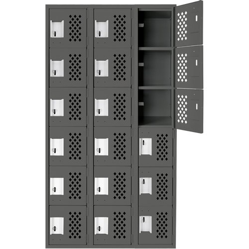 Assembled Lockerettes Clean Line Perforated Economy Lockers, 6 -tier, Bank of 3, 18" x 72" x 12", Steel Northern Industrial Supply Inc.