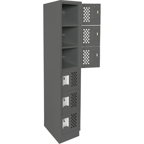 Assembled Lockerettes Clean Line Perforated Economy Lockers, 6 -tier, 18" x 72" x 12", Steel Northern Industrial Supply Inc.