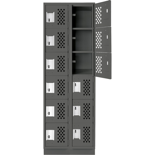 Clean-Line Perforated Lockerette, 6 -tier, Bank of 2, 12" x 72" x 12", Steel Northern Industrial Supply Inc.