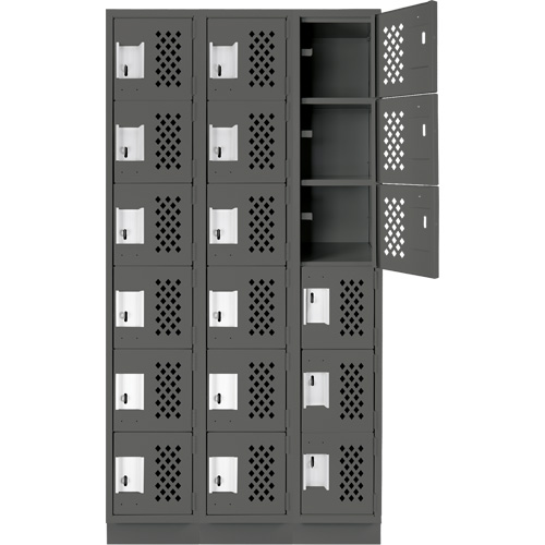 Assembled Lockerettes Clean Line Perforated Economy Lockers, 6 -tier, Bank of 3, 18" x 72" x 12", Steel Northern Industrial Supply Inc.