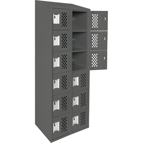 Assembled Lockerettes Clean Line Perforated Economy Lockers, 6 -tier, Bank of 2, 18" x 72" x 12", Steel Northern Industrial Supply Inc.