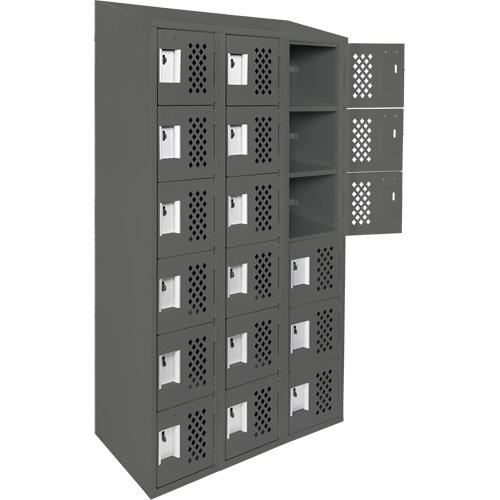 Assembled Lockerettes Clean Line Perforated Economy Lockers, 6 -tier, Bank of 3, 18" x 72" x 12", Steel Northern Industrial Supply Inc.