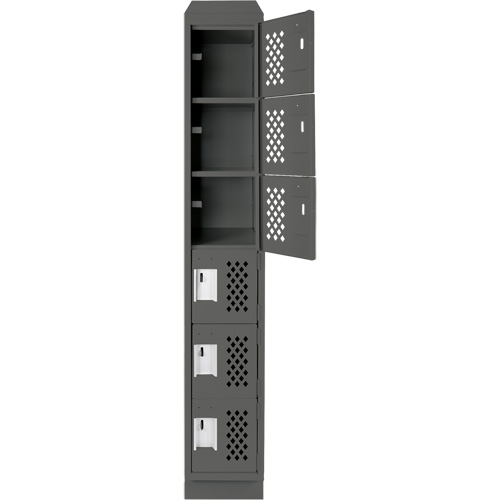 Assembled Lockerettes Clean Line Perforated Economy Lockers, 6 -tier, 18" x 72" x 12", Steel Northern Industrial Supply Inc.