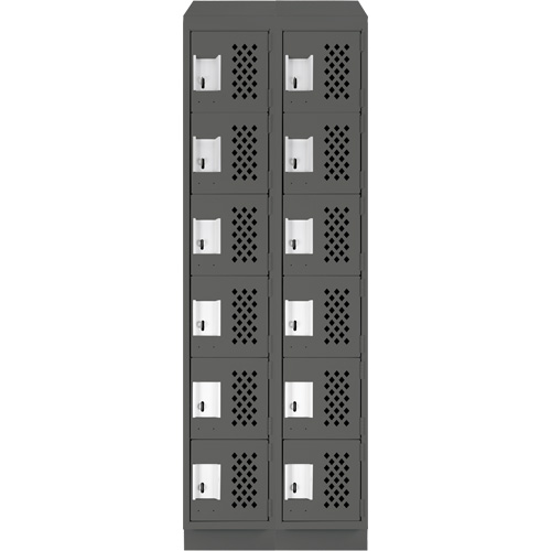 Assembled Lockerettes Clean Line Perforated Economy Lockers, 6 -tier, Bank of 2, 18" x 72" x 12", Steel Northern Industrial Supply Inc.