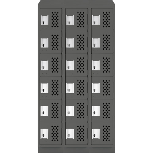 Assembled Lockerettes Clean Line Perforated Economy Lockers, 6 -tier, Bank of 3, 18" x 72" x 12", Steel Northern Industrial Supply Inc.