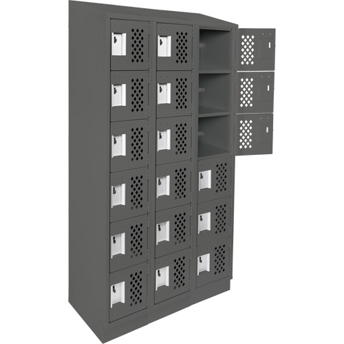Assembled Lockerettes Clean Line Perforated Economy Lockers, 6 -tier, Bank of 3, 18" x 72" x 12", Steel Northern Industrial Supply Inc.